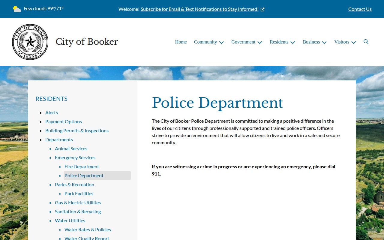 Booker Police Department source capture for Booker arrest record routing