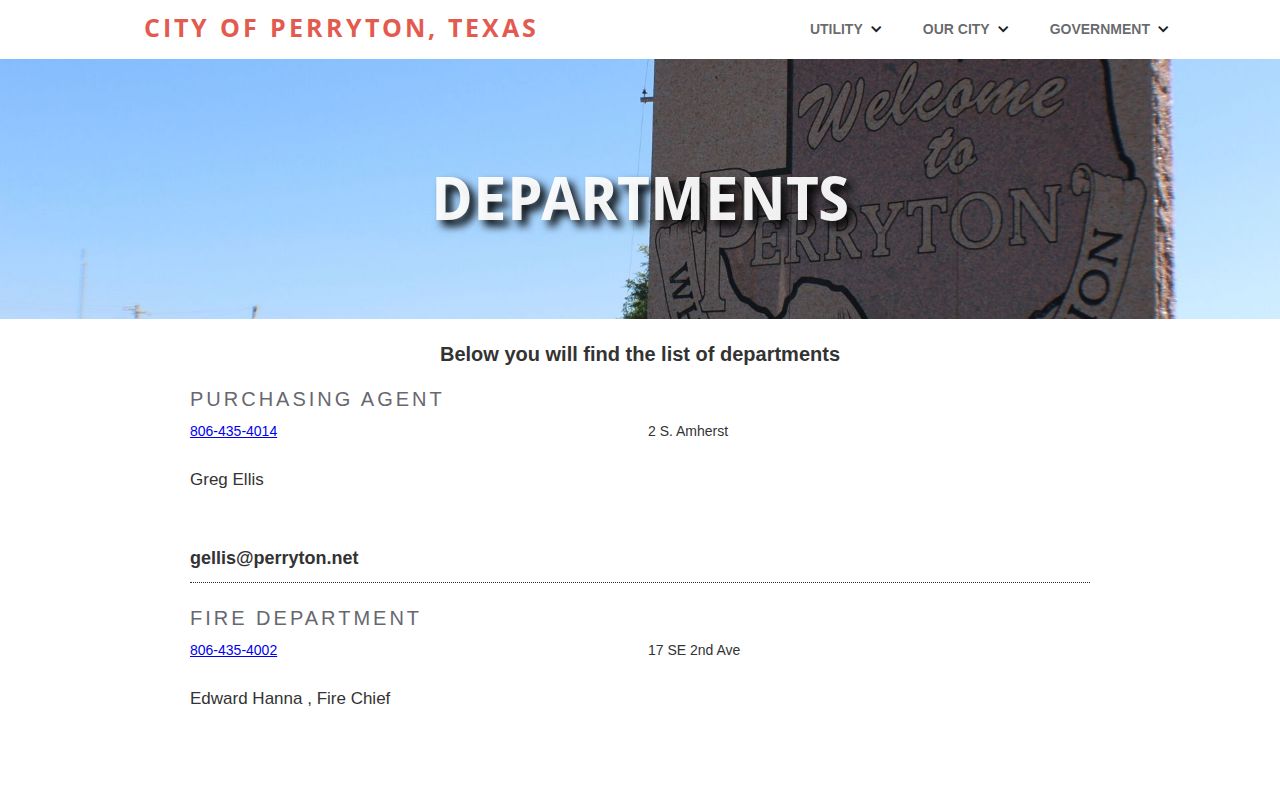 Perryton Police Department source capture for Perryton arrest record routing